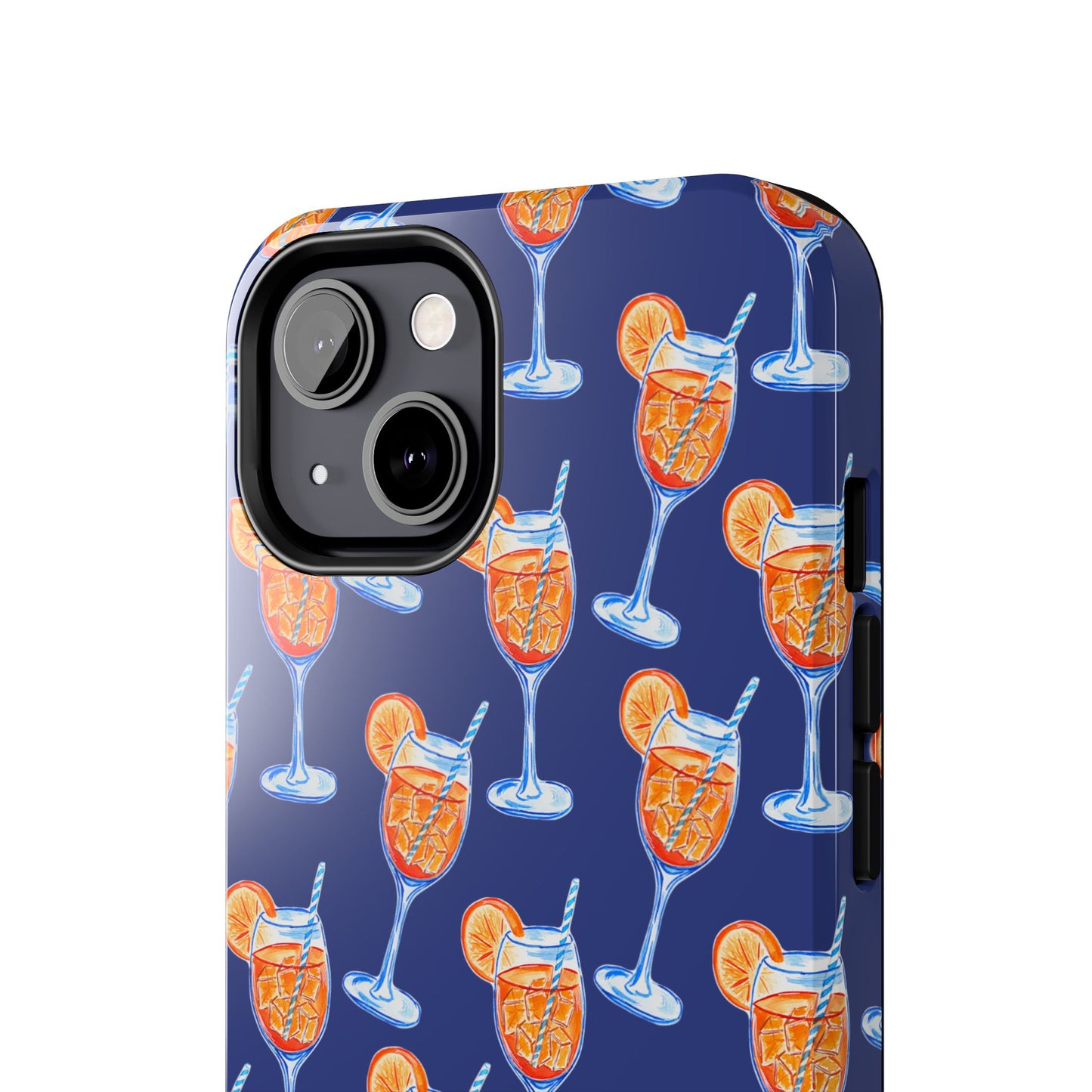Orange & Blue Aperol Spritz Watercolor Pattern Navy Tough Case | Various Models