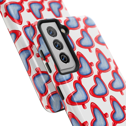 Red Heart Shaped Sunglasses Watercolor Illustrated Tough Phone Case | Various Models