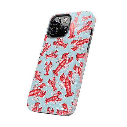 Red Lobster Watercolor Illustrated Tossed Pattern Light Blue Tough Phone Case | Various Models