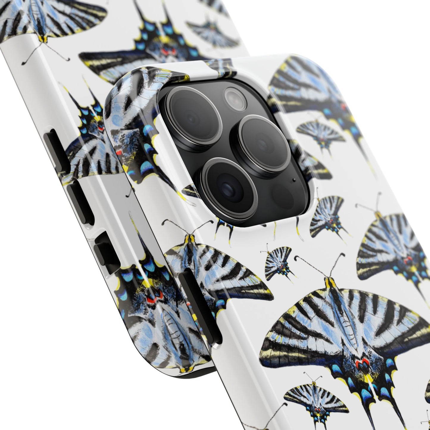Light Blue Swallowtail Butterflies Watercolor Illustrated Pale Blue Tough Phone Case | Various Models