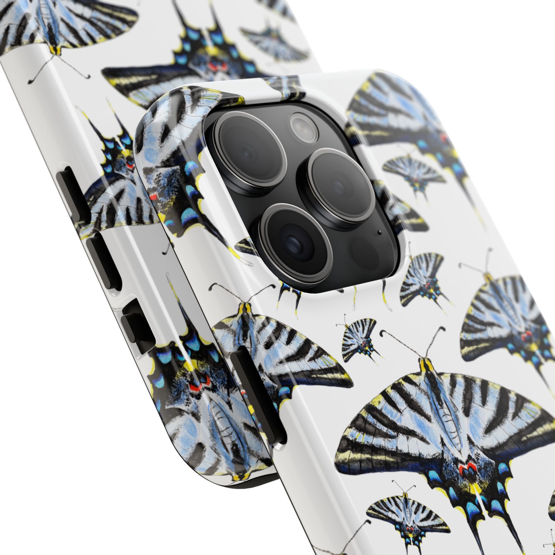 Light Blue Swallowtail Butterflies Watercolor Illustrated Pale Blue Tough Phone Case | Various Models