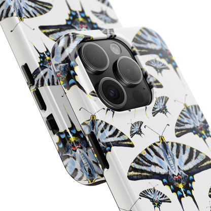 Light Blue Swallowtail Butterflies Watercolor Illustrated Pale Blue Tough Phone Case | Various Models