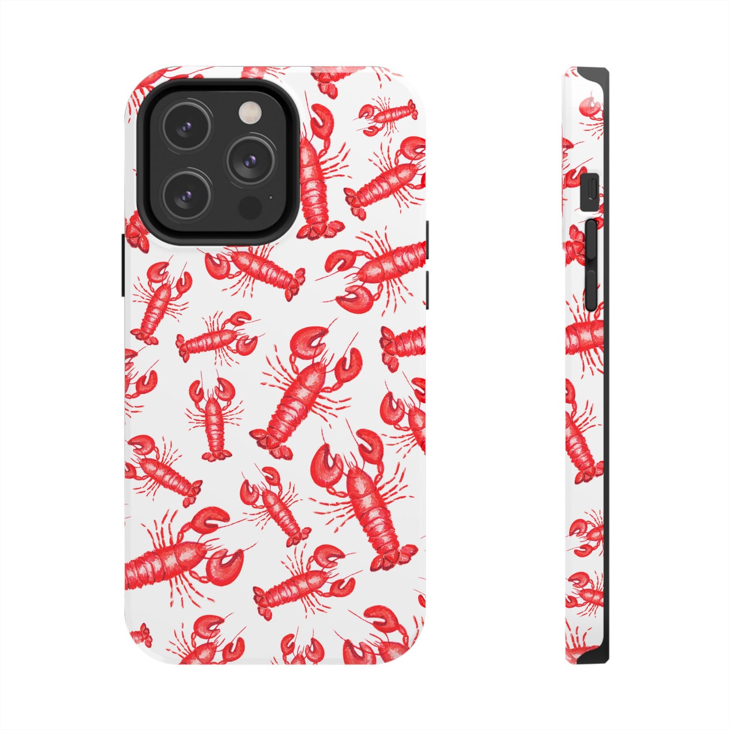 Watercolor Red Lobster Coastal Illustrated Patterned Tough Phone Case | Various Models