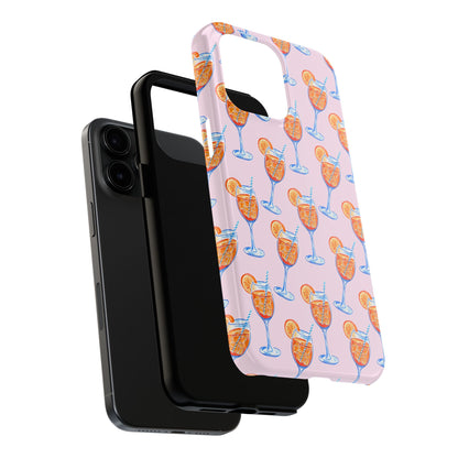 Orange & Blue Aperol Spritz Watercolor Patterned Blush Pink Tough Phone Case | Various Models