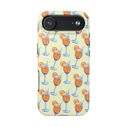Lemon Yellow Orange & Blue Aperol Spritz Watercolor Patterned Tough Phone Case | Various Models iPhone 17 Air