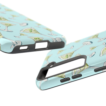 Watercolor Blue and Green Martinis Tossed Illustrated Pattern Turquoise Blue Tough Phone Case | Various Models