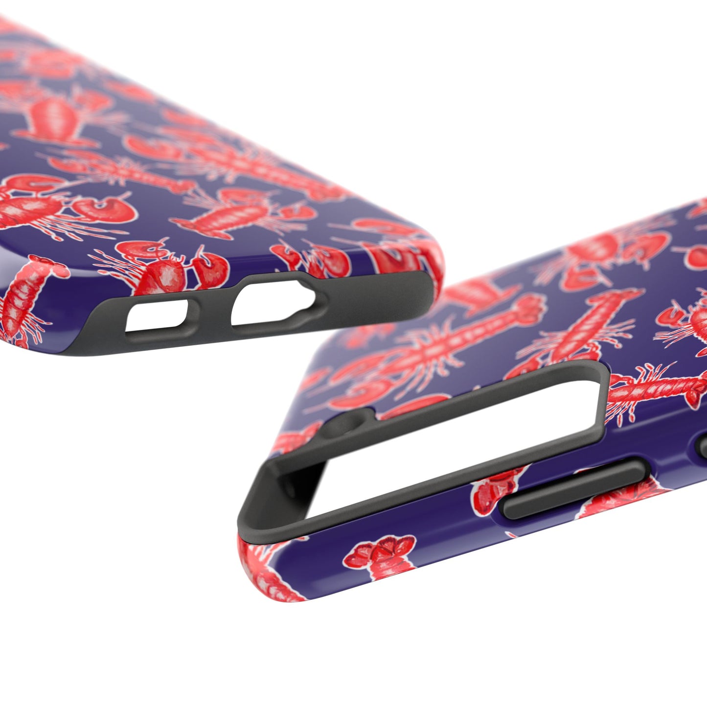 Red Lobster Watercolor Illustrated Tossed Pattern Navy Coastal Nautical Tough Phone Case | Various Models