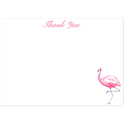 Thank You Card Pink Watercolor Flamingo Illustrated Flat Notecards | Set of 10 Cards & Envelopes | 2 Sizes 5R (5 x 7″)