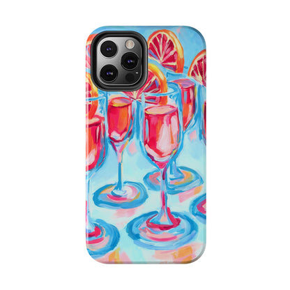 Pink Blood Orange Mimosas Blue Champagne Flute Acrylic Tough Phone Case | Various Models Available