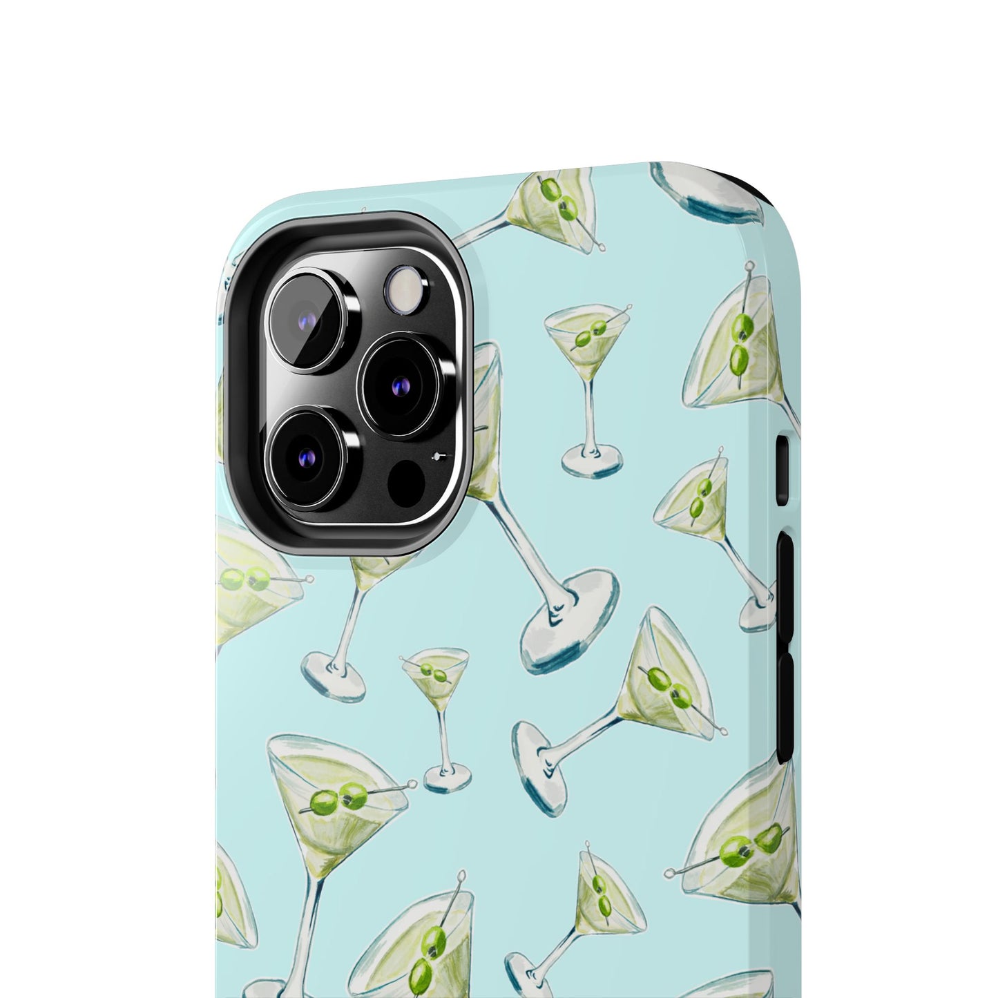 Watercolor Blue and Green Martinis Tossed Illustrated Pattern Turquoise Blue Tough Phone Case | Various Models