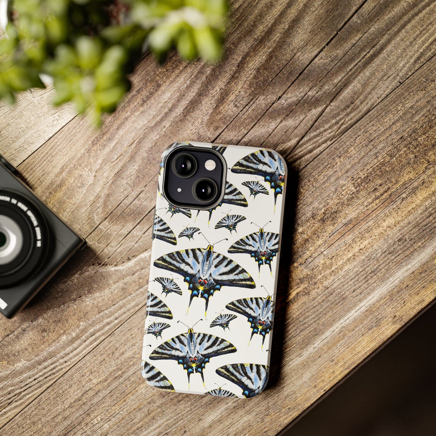 Light Blue Swallowtail Butterflies Watercolor Illustrated Pale Blue Tough Phone Case | Various Models