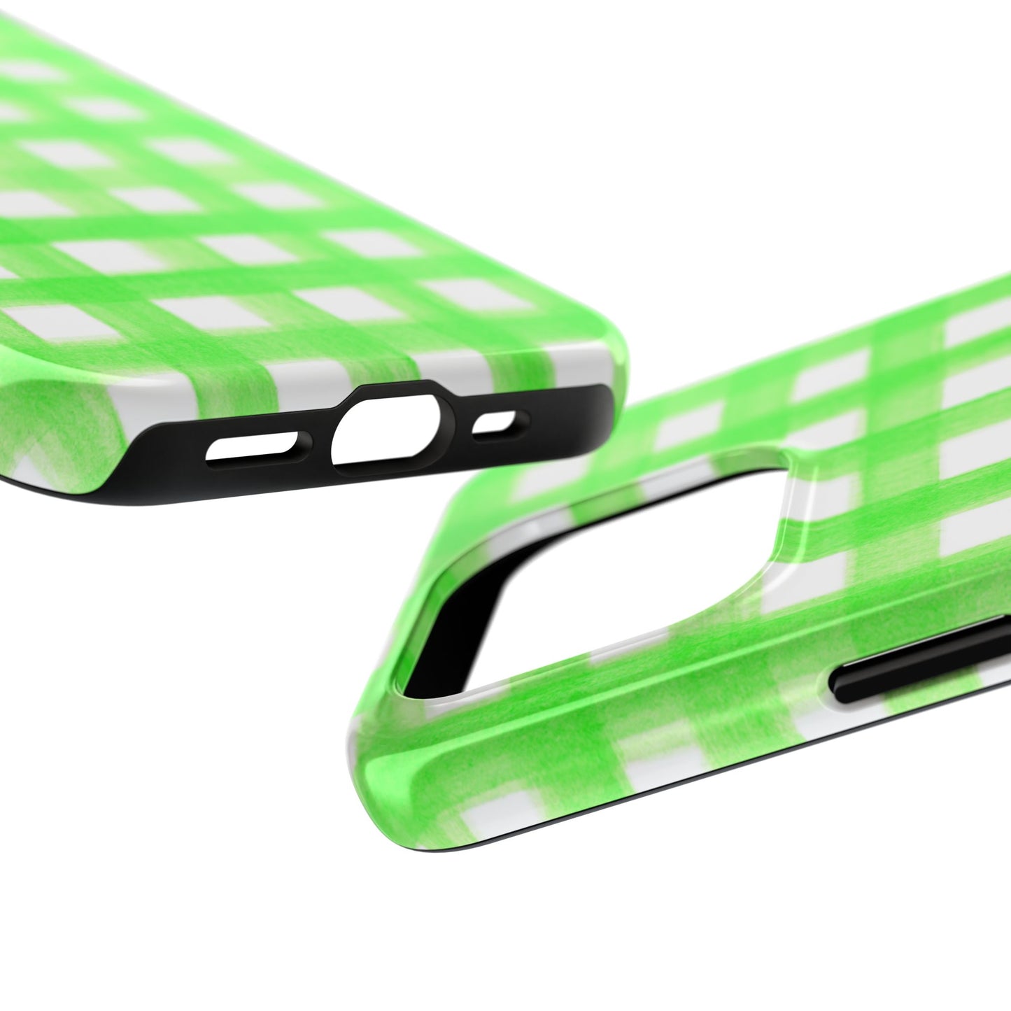 Lime Green Gingham Watercolor Illustrated Tough Phone Case | Various Models Available