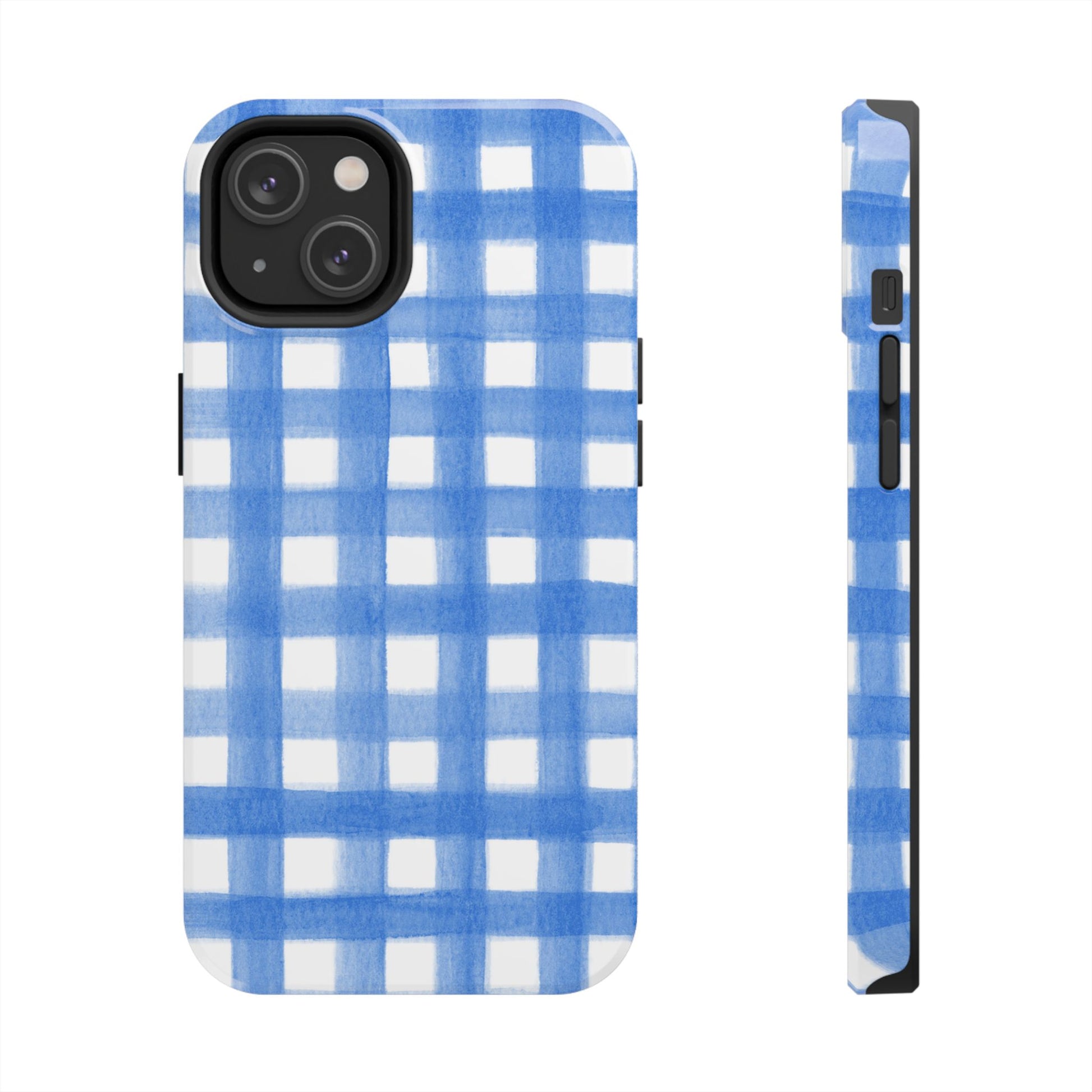 Blue Gingham Watercolor Preppy Tough Phone Case | Various models iPhone 14