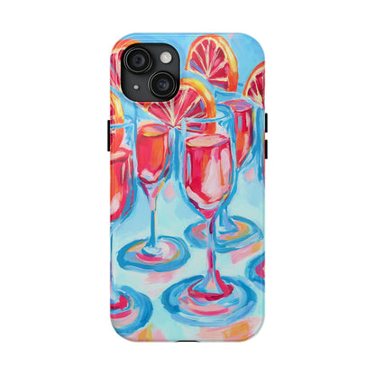 Pink Blood Orange Mimosas Blue Champagne Flute Acrylic Tough Phone Case | Various Models Available