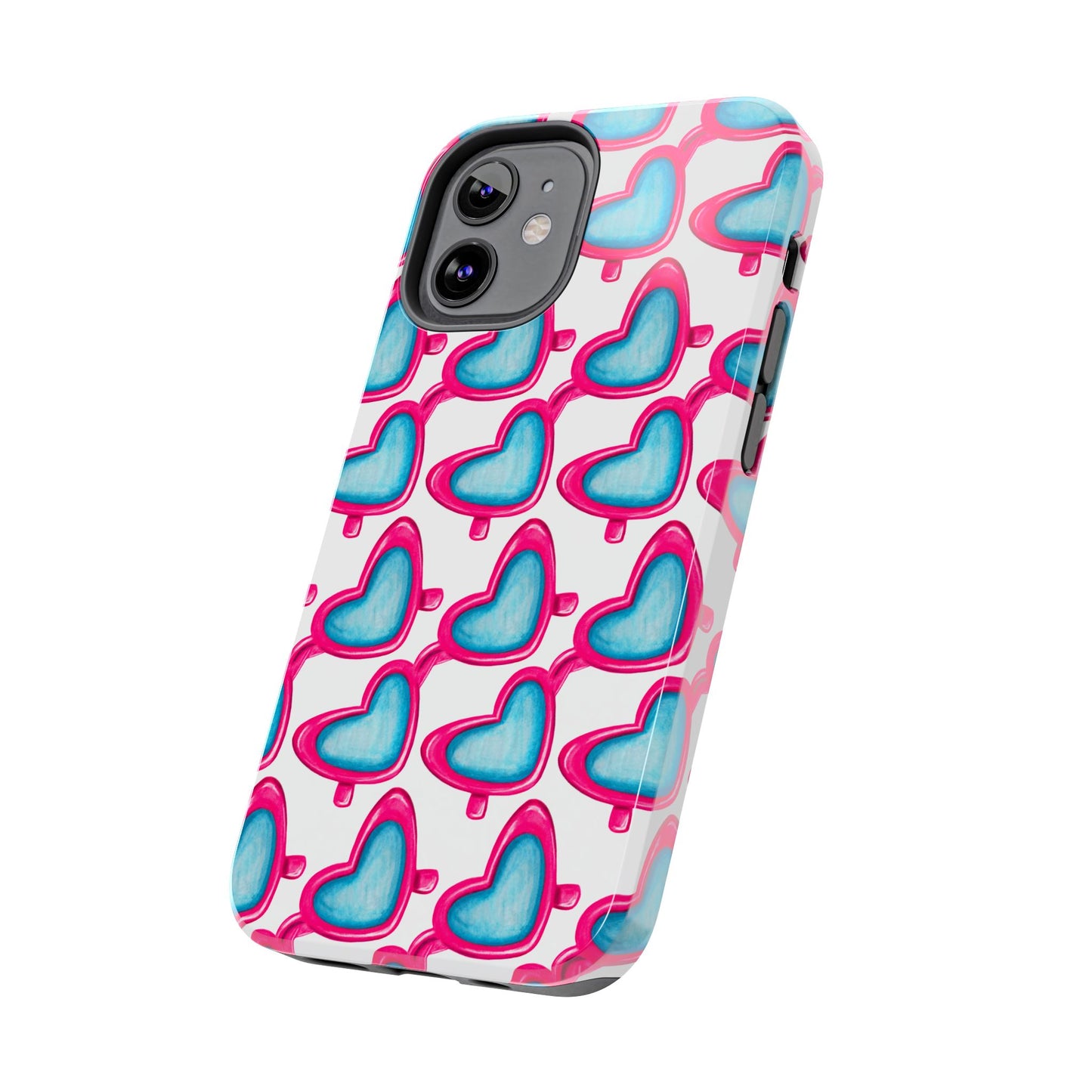 Pink Heart Shaped Sunglasses Watercolor Illustrated Tough Phone Case | Various Models