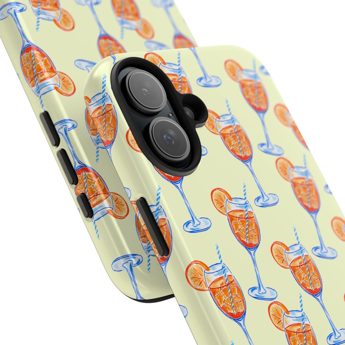 Lemon Yellow Orange & Blue Aperol Spritz Watercolor Patterned Tough Phone Case | Various Models