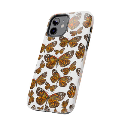 Black & Orange Butterfly Watercolor Illustrated Tossed Pattern Tough Phone Case | Various Models
