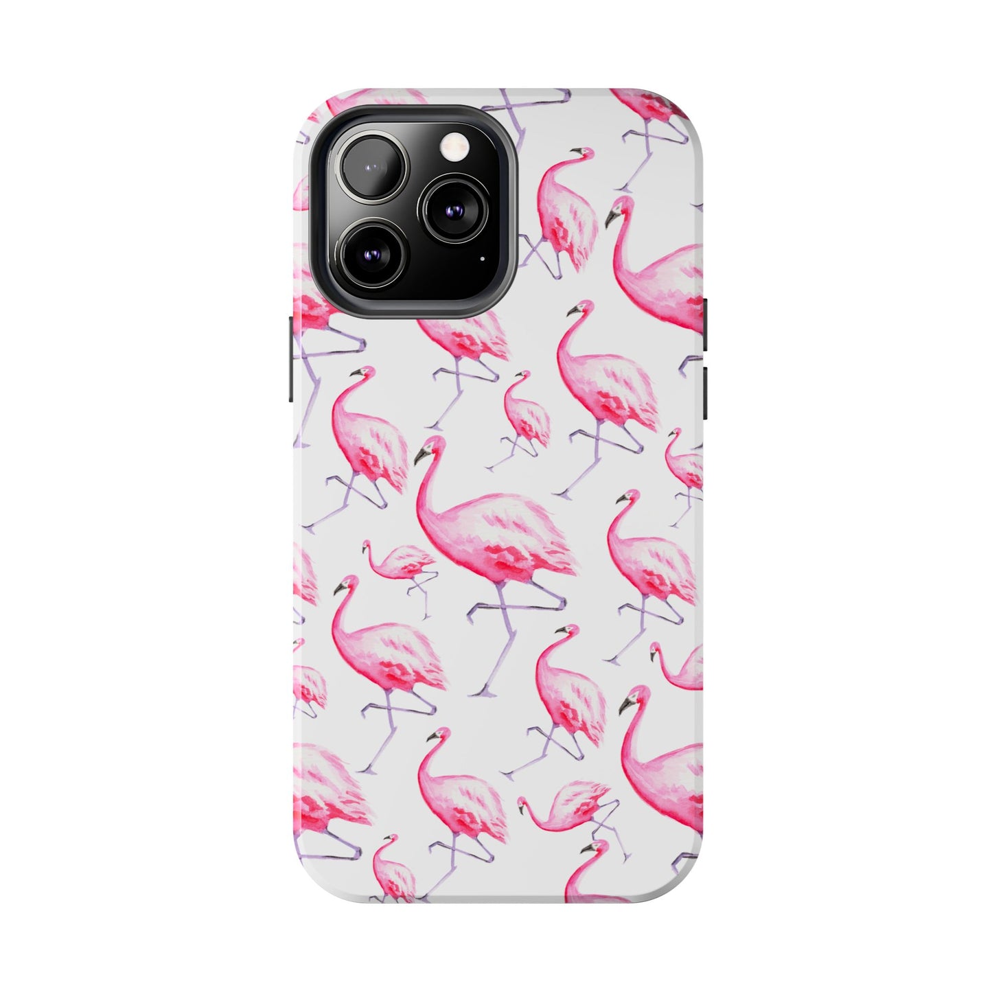 Hot Pink Flamingos Watercolor Illustrated Tossed Pattern Phone Case | Various Models