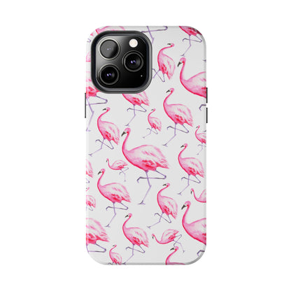 Hot Pink Flamingos Watercolor Illustrated Tossed Pattern Phone Case | Various Models