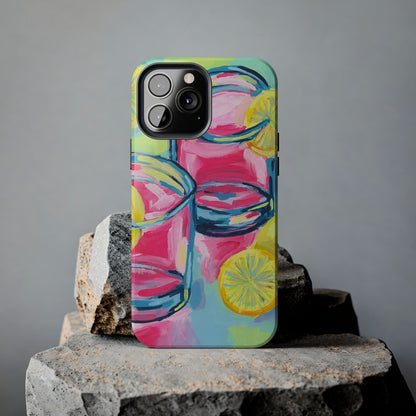 Pink Lemonade Abstract Acrylic Cocktails Tough Phone Case | Various Models Available