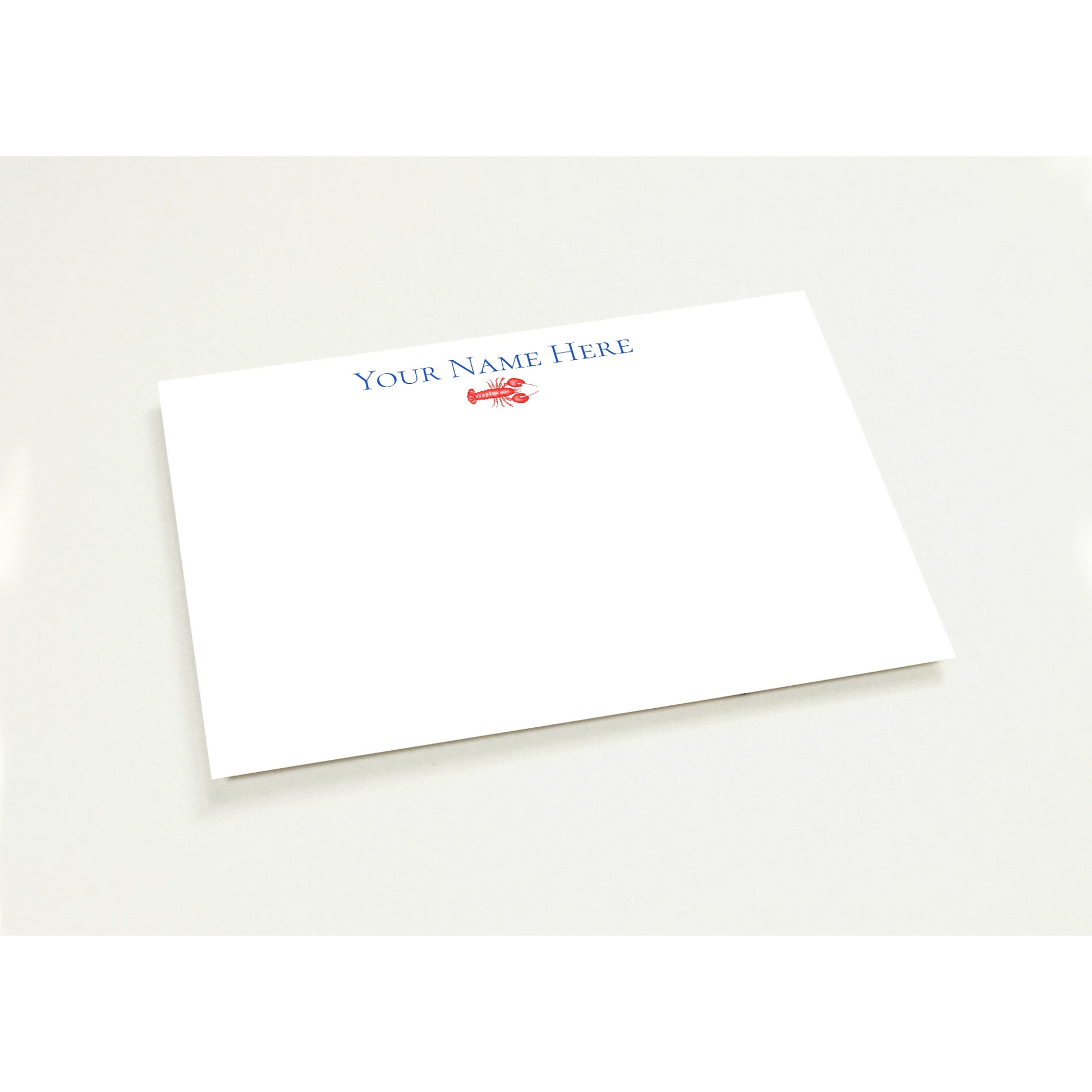 Personalized Red Lobster Watercolor Illustration Flat Notecards | Set of 10 Cards & Envelopes | 2 Sizes 5R (5 x 7″)
