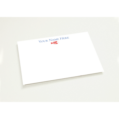 Personalized Red Lobster Watercolor Illustration Flat Notecards | Set of 10 Cards & Envelopes | 2 Sizes 5R (5 x 7″)