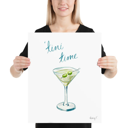 Print | Watercolor Tini Time Martini 16×20