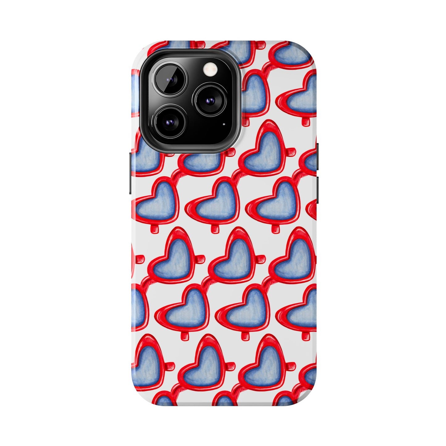 Red Heart Shaped Sunglasses Watercolor Illustrated Tough Phone Case | Various Models