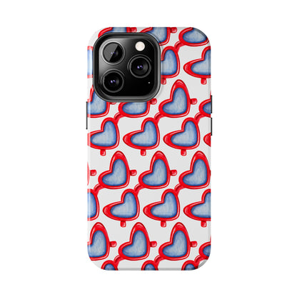 Red Heart Shaped Sunglasses Watercolor Illustrated Tough Phone Case | Various Models