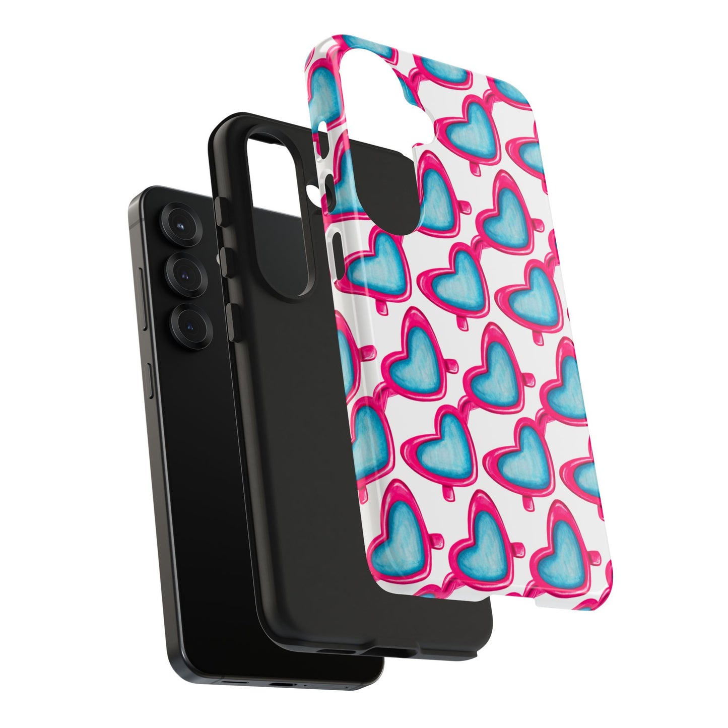 Pink Heart Shaped Sunglasses Watercolor Illustrated Tough Phone Case | Various Models