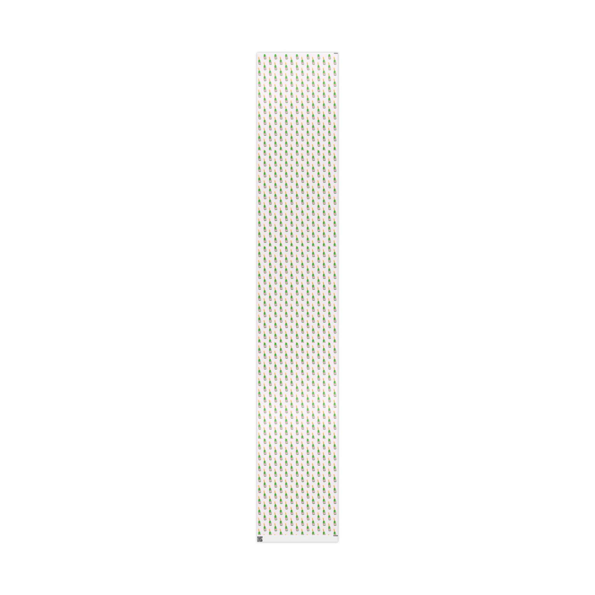Gift Wrap | Blush Pink & Green Watercolor Champagne Bottles Pattern | Matte or Glossy 30" x 180" Glossy