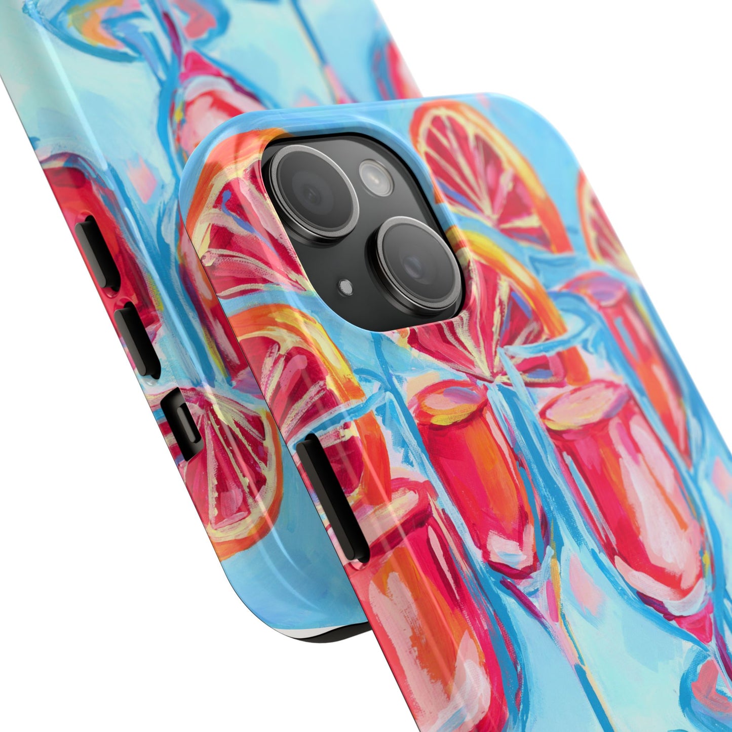 Pink Blood Orange Mimosas Blue Champagne Flute Acrylic Tough Phone Case | Various Models Available