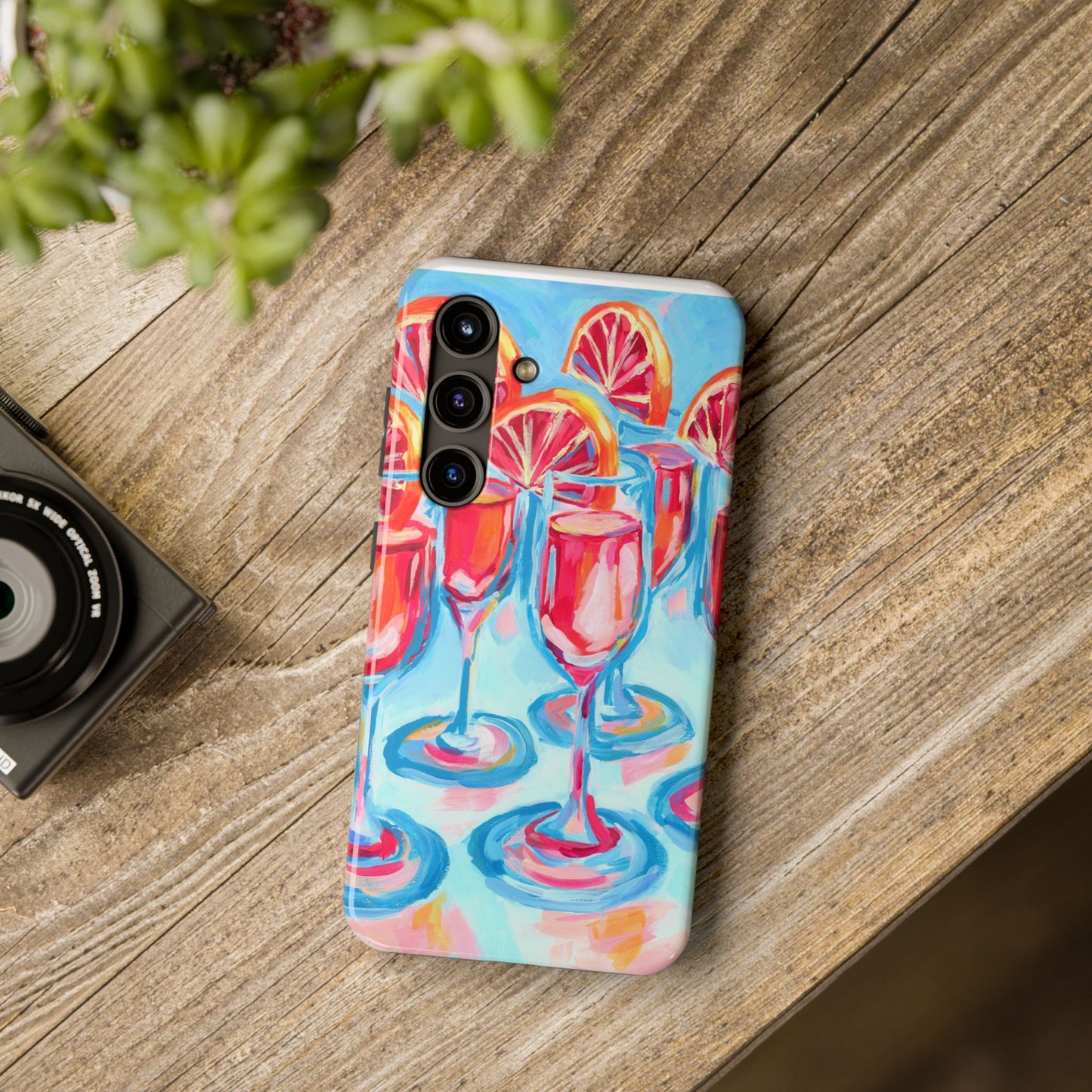 Pink Blood Orange Mimosas Blue Champagne Flute Acrylic Tough Phone Case | Various Models Available