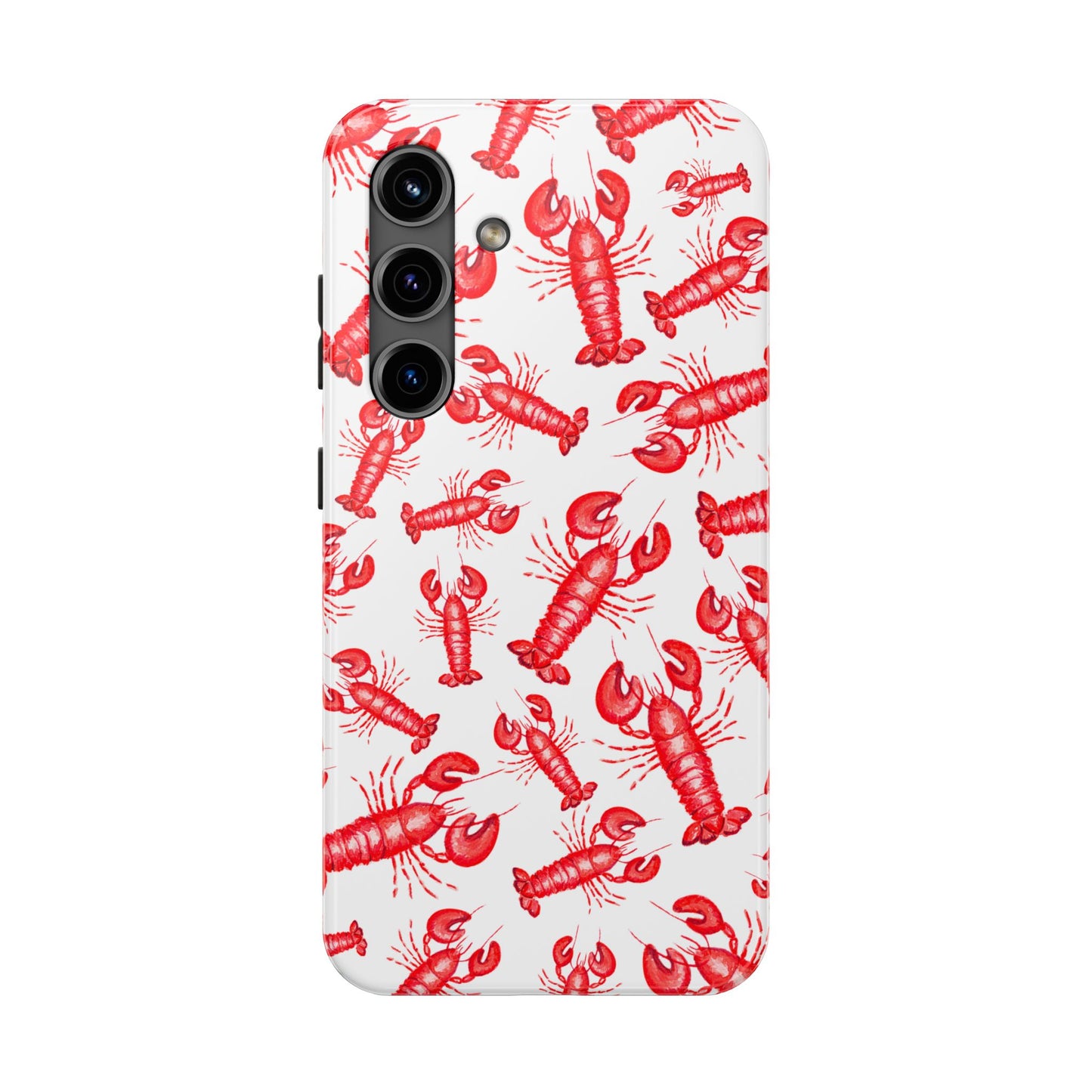 Watercolor Red Lobster Coastal Illustrated Patterned Tough Phone Case | Various Models