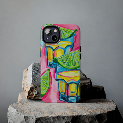 Pink Tequila Shot & Limes Acrylic Tough Phone Case | Various Models Available