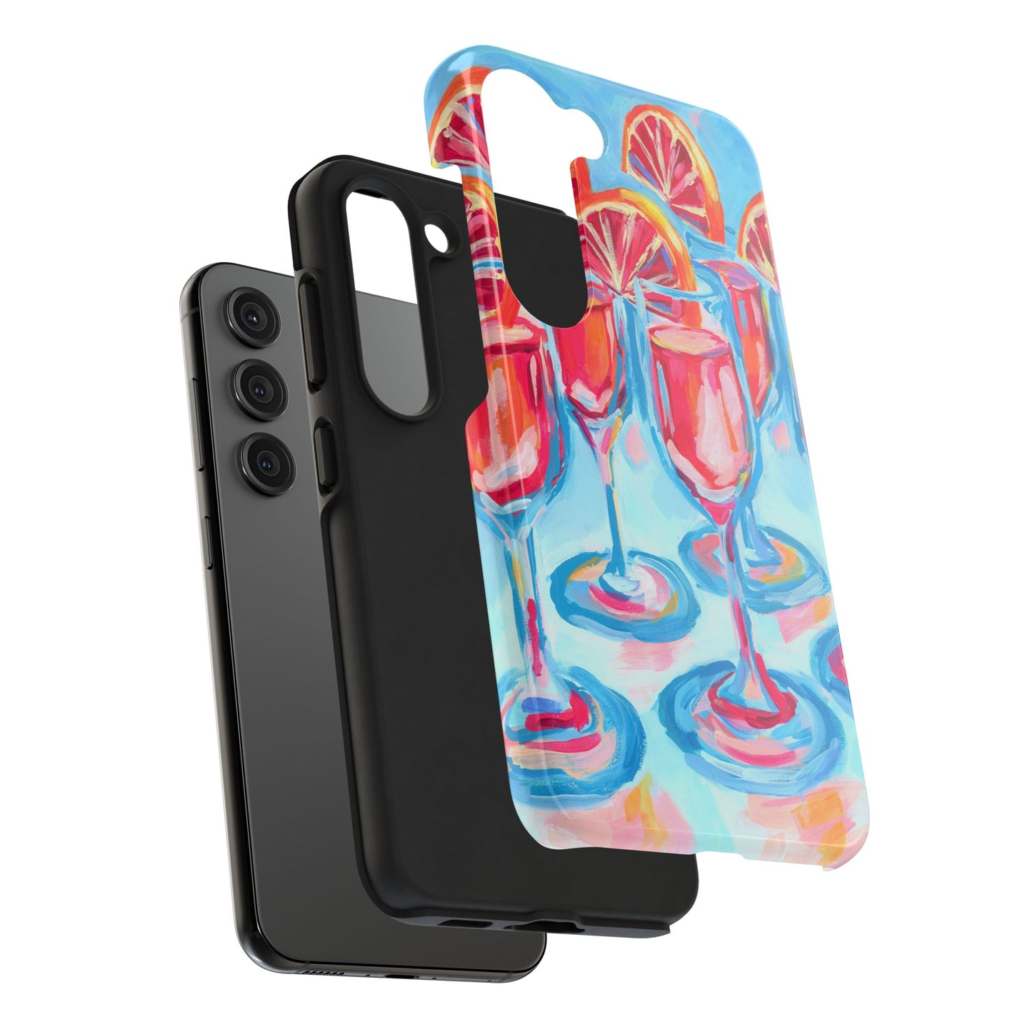 Pink Blood Orange Mimosas Blue Champagne Flute Acrylic Tough Phone Case | Various Models Available