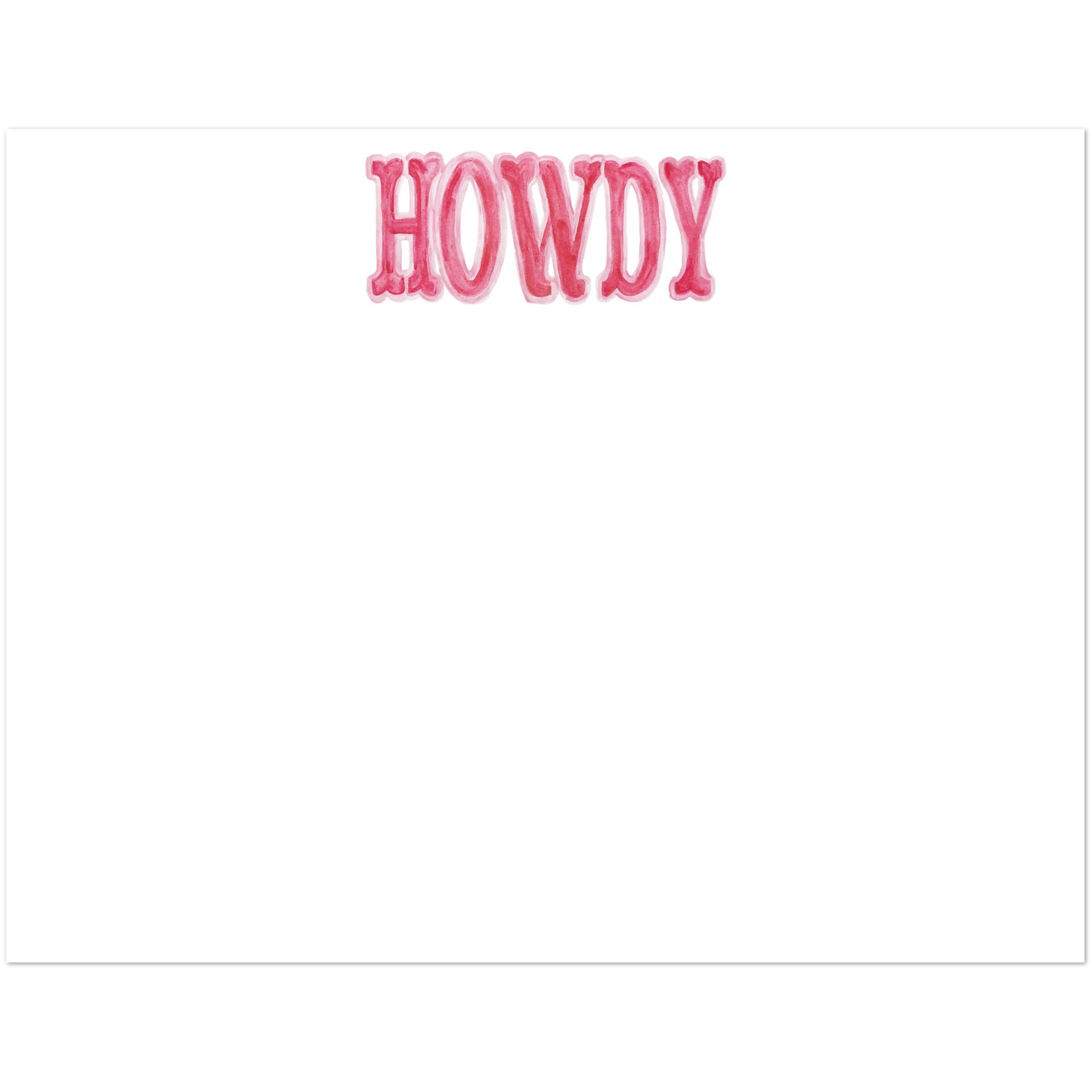 Howdy Watercolor Illustrated Flat Notecards | Set of 10 Cards & Envelopes | 4 Colors | 2 Sizes 4.25x5.5″ (SM) Hot Pink & Light Pink