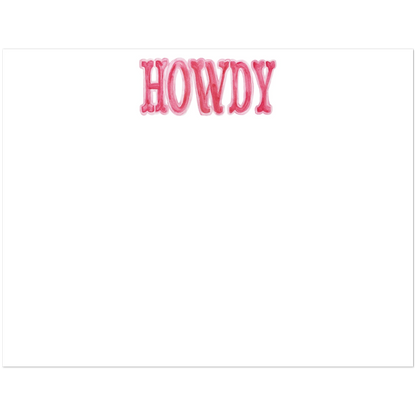 Howdy Watercolor Illustrated Flat Notecards | Set of 10 Cards & Envelopes | 4 Colors | 2 Sizes 4.25x5.5″ (SM) Hot Pink & Light Pink