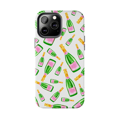 Copy of Tossed Pink and Green Watercolor Illustrated Champagne Bottles Pattern Tough Phone Case | Various Models