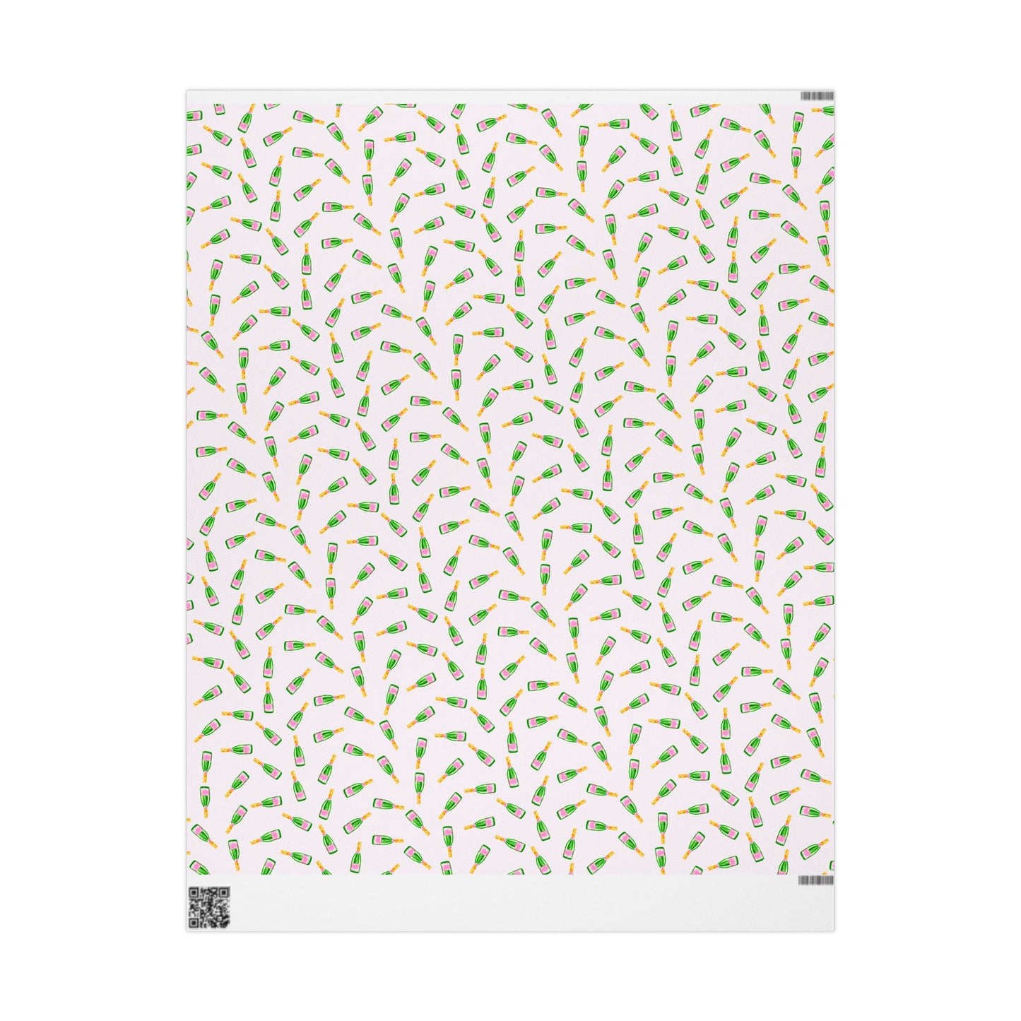 Gift Wrap | Blush Pink & Green Watercolor Champagne Bottles Tossed Pattern | Matte or Glossy | Birthday Bachelorette Preppy Gift Wrap 30" x 36" Matte