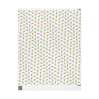 Gift Wrap | Blush Pink & Green Watercolor Champagne Bottles Tossed Pattern | Matte or Glossy | Birthday Bachelorette Preppy Gift Wrap 30" x 36" Matte