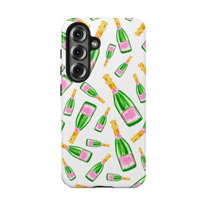 Copy of Tossed Pink and Green Watercolor Illustrated Champagne Bottles Pattern Tough Phone Case | Various Models