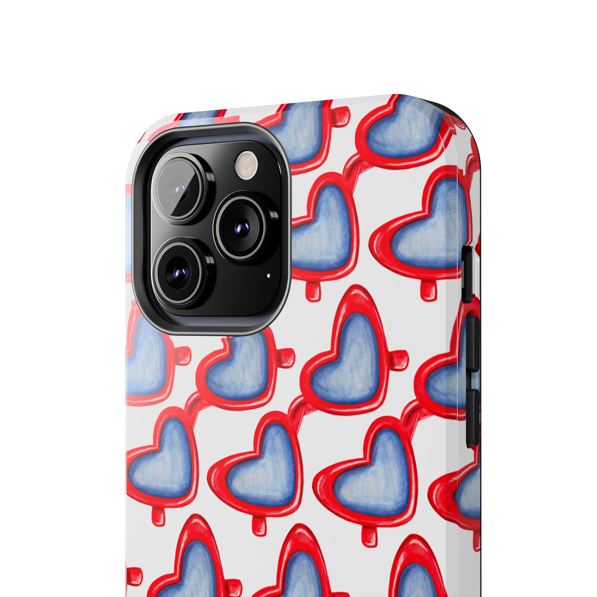 Red Heart Shaped Sunglasses Watercolor Illustrated Tough Phone Case | Various Models