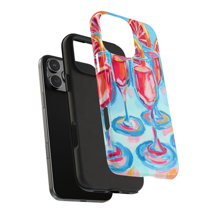 Pink Blood Orange Mimosas Blue Champagne Flute Acrylic Tough Phone Case | Various Models Available