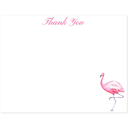 Thank You Card Pink Watercolor Flamingo Illustrated Flat Notecards | Set of 10 Cards & Envelopes | 2 Sizes 4.25x5.5″ (SM)