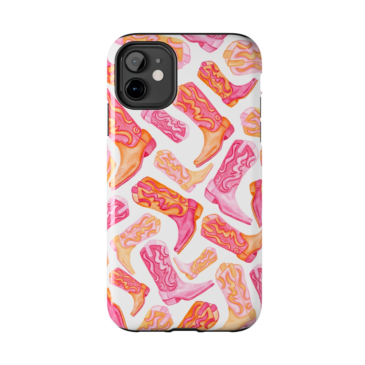 Tossed Hot Pink & Orange Cowboy Boots Tough Phone Cases | Various Models Available