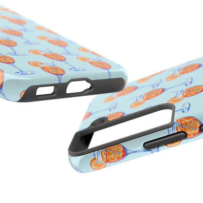 Orange & Blue Aperol Spritz Watercolor Pattern Turquoise Phone Case | Various Models