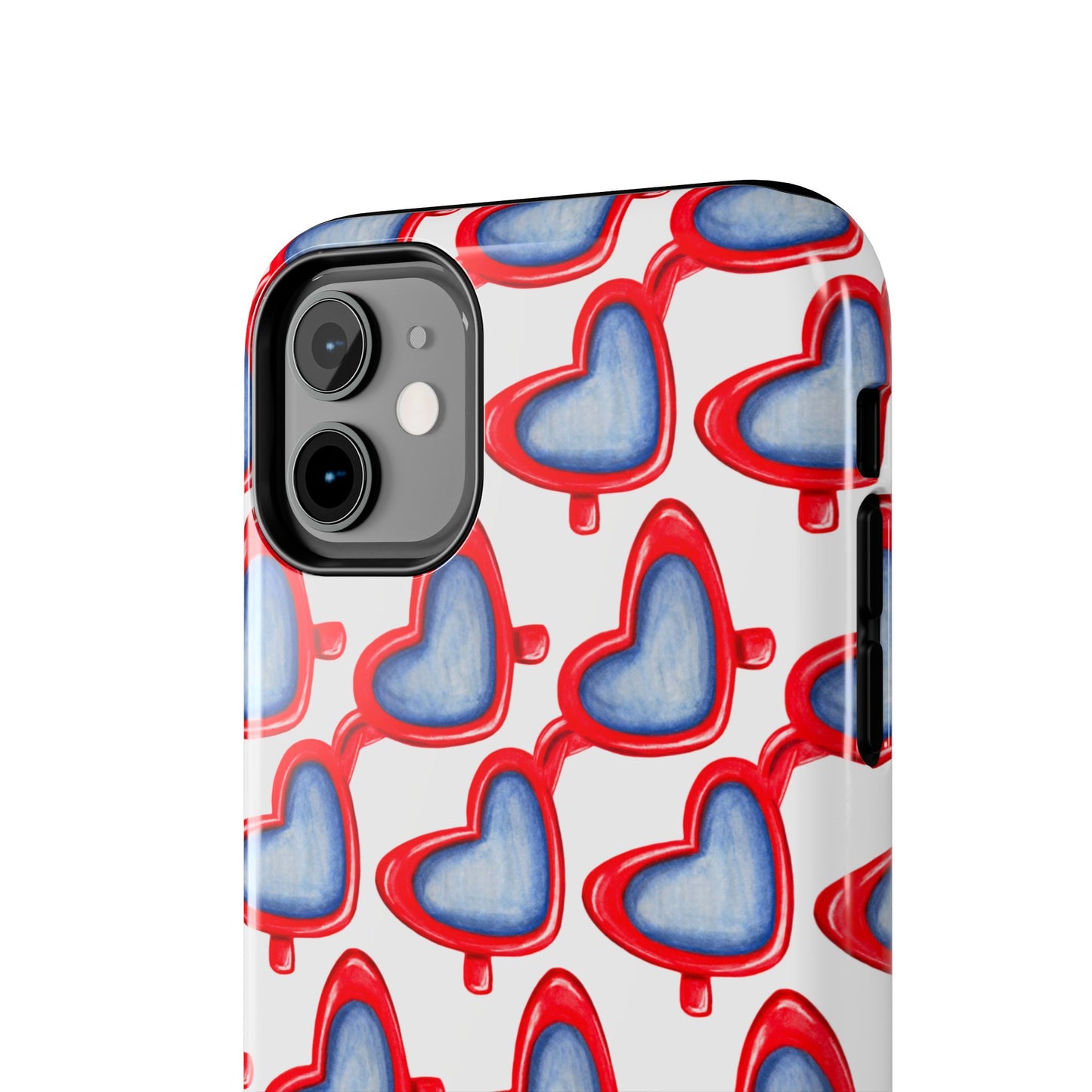 Red Heart Shaped Sunglasses Watercolor Illustrated Tough Phone Case | Various Models