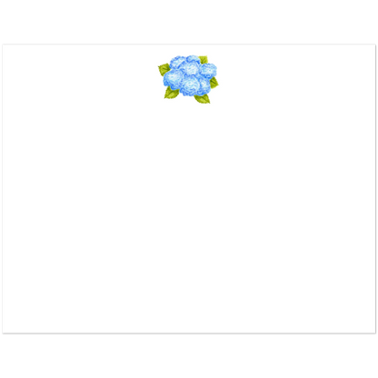 Blue Bunch of Hydrangeas Watercolor Illustrated Flat Note Cards & Envelopes | Set of 10 | 2 Sizes