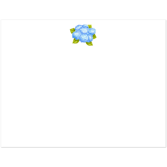 Blue Bunch of Hydrangeas Watercolor Illustrated Flat Note Cards & Envelopes | Set of 10 | 2 Sizes